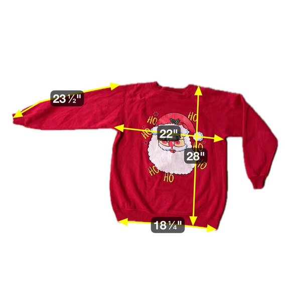 Vintage Christmas Sweatshirt XL 1990s Hanes USA Red Santa Ho Ho Ho Ugly Sweater - Picture 8 of 8